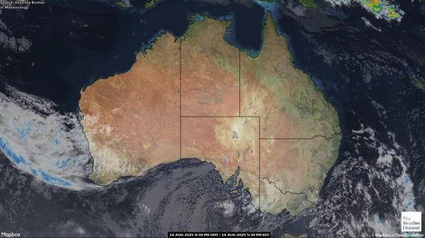 Australija Orų žemėlapis debesis 