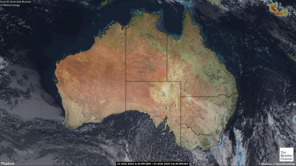 Australija Orų žemėlapis debesis 