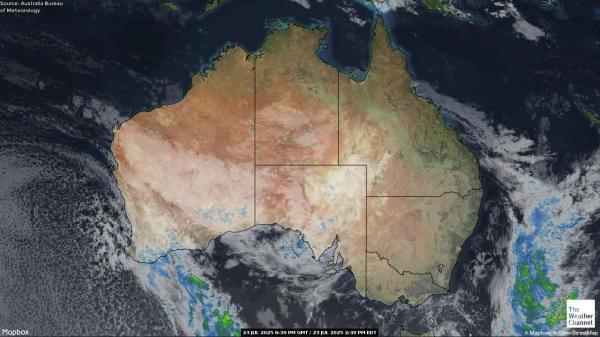 Austrália Previsão do tempo nuvem mapa 