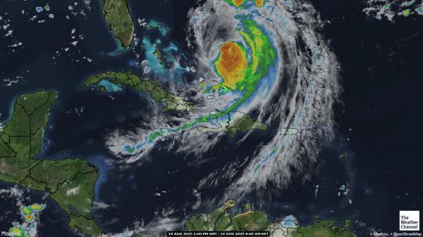 Caribbean Weer wolk kaart 
