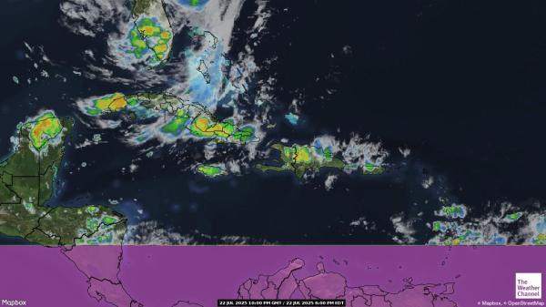 Dominica Previsão do tempo nuvem mapa 