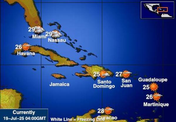 Bahamas mapa temperatura ng panahon