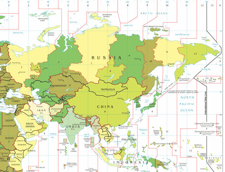 zeitzonen asien karte Asien Zeitzonen Karte zeitzonen asien karte