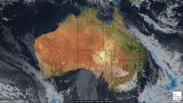 Austrália Mapa oblačnosti počasia 