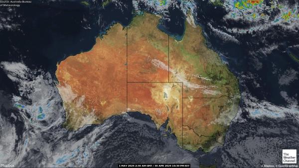 Austrália Mapa oblačnosti počasia 