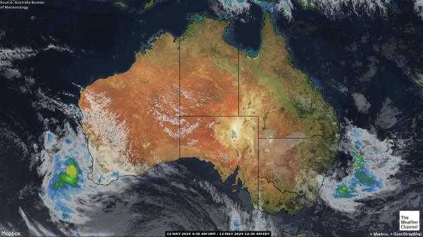 Austrália Mapa oblačnosti počasia 