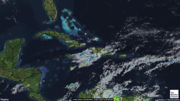 Bahamské ostrovy Mapa oblačnosti počasia 