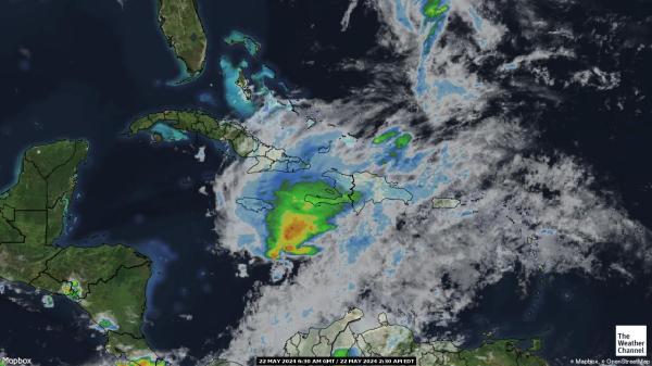 Dominica Previsão do tempo nuvem mapa 