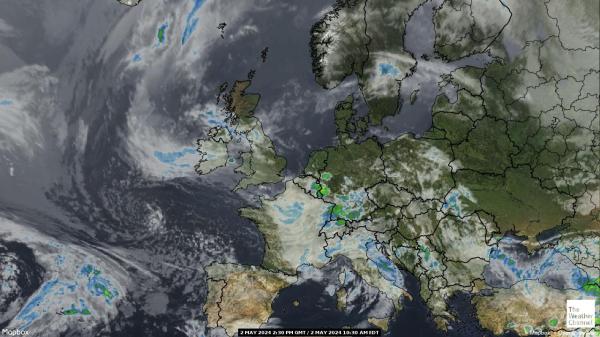 Europa Väder moln karta 