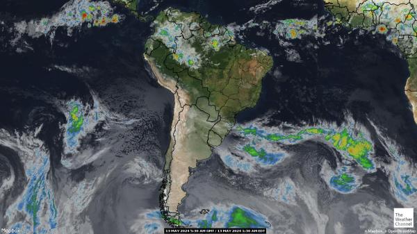 América Latina Previsão do tempo nuvem mapa 