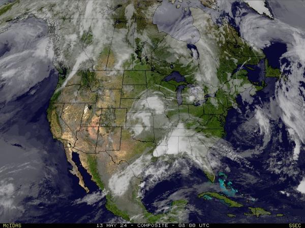 América do Norte Previsão do tempo nuvem mapa 