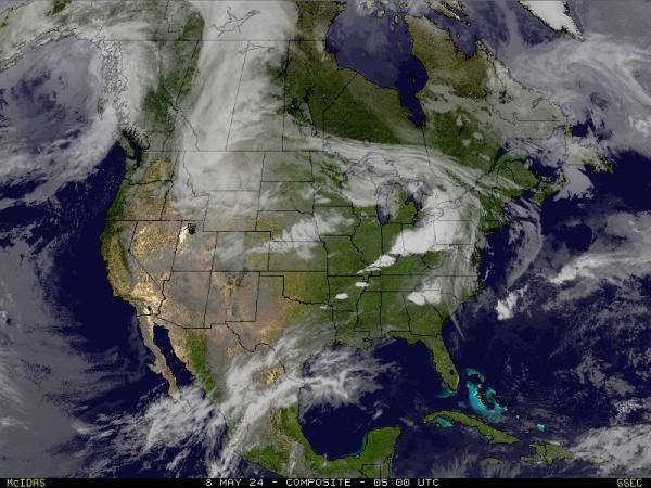 Северна Америка времето облачна карта 
