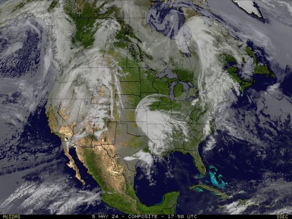 Severná Amerika Mapa oblačnosti počasia 