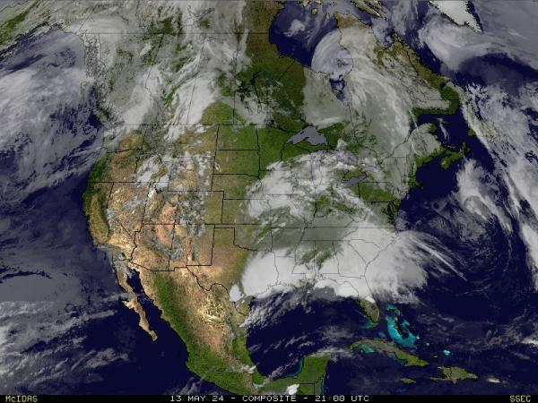 شمالی امریکہ موسم بادل کا نقشہ 