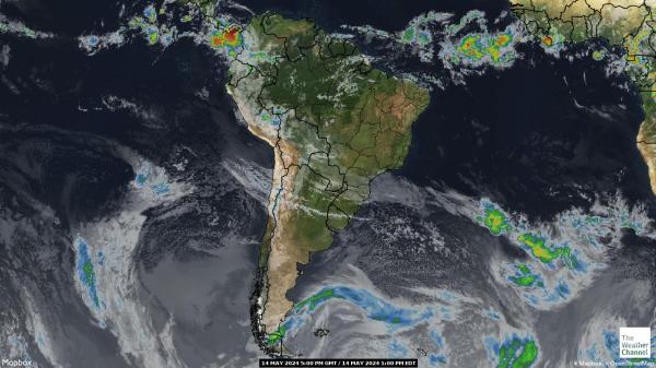 América do Sul Previsão do tempo nuvem mapa 