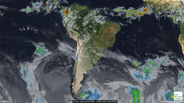 Pietų Amerika Orų žemėlapis debesis 