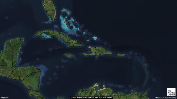 Ostrovy Turks a Caicos Mapa oblačnosti počasia 