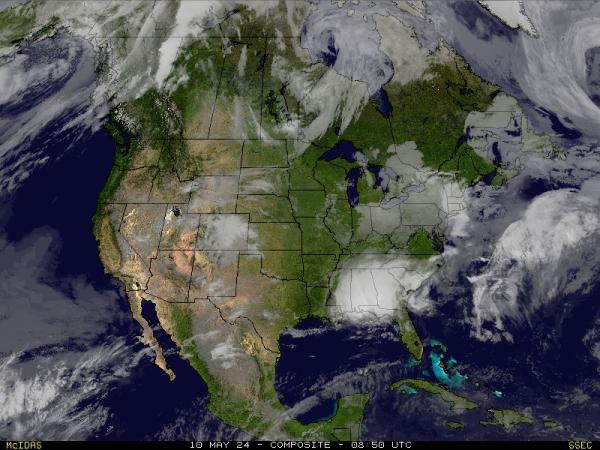 컬럼비아의 미국 지구 날씨 구름지도 