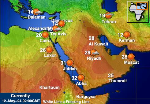 Afghanistan Peta suhu cuaca 