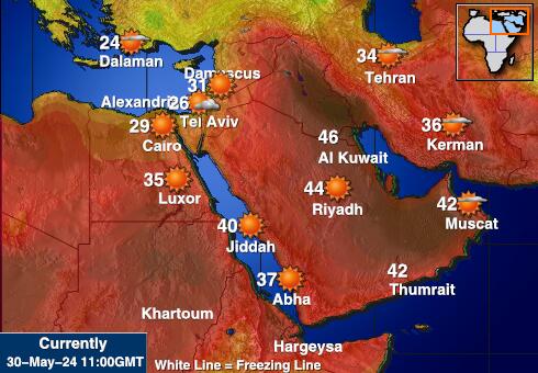 أفغانستان خريطة درجة حرارة الطقس 