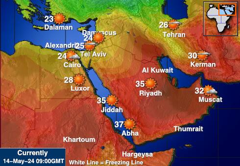 Afganisztán Időjárás hőmérséklet térképen 