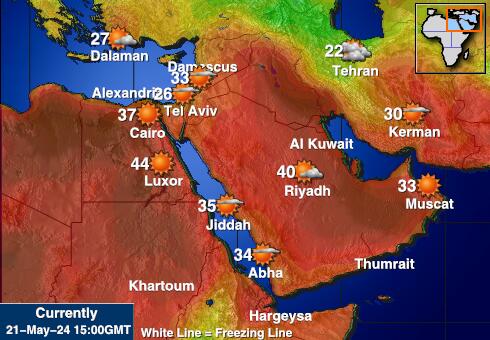Afghánistán Mapa počasí teplota 