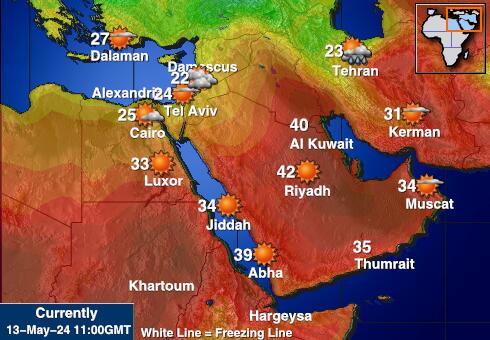 Afghánistán Mapa počasí teplota 