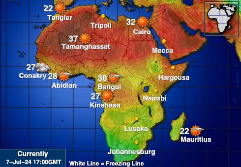 أفريقيا خريطة درجة حرارة الطقس 