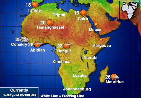 Afrika Vremenska prognoza, Temperatura, karta 
