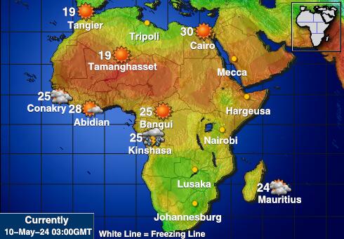 África Mapa de temperatura Tiempo 