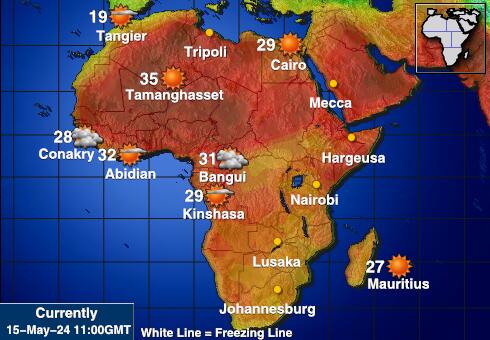 แอฟริกา แผนที่อุณหภูมิสภาพอากาศ 