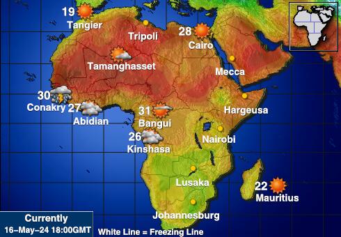 Afrika Vremenska prognoza, Temperatura, karta 