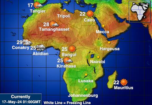 अफ्रीका मौसम का तापमान मानचित्र 