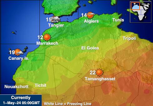 एलजीरिया मौसम का तापमान मानचित्र 