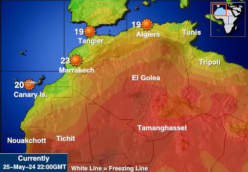 Alžírsko Mapa počasí teplota 