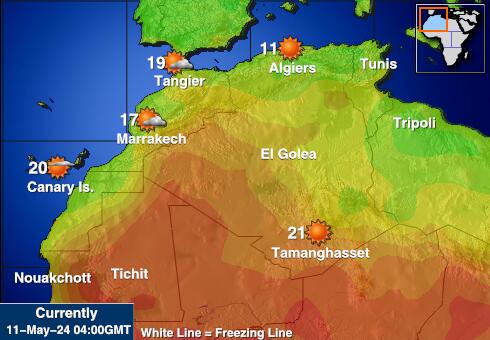 एलजीरिया मौसम का तापमान मानचित्र 