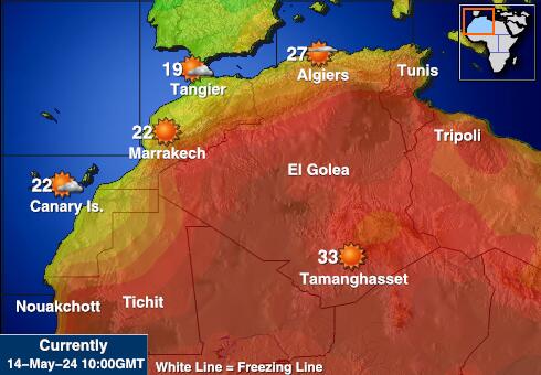 אלג'יריה מפת טמפרטורת מזג האוויר 
