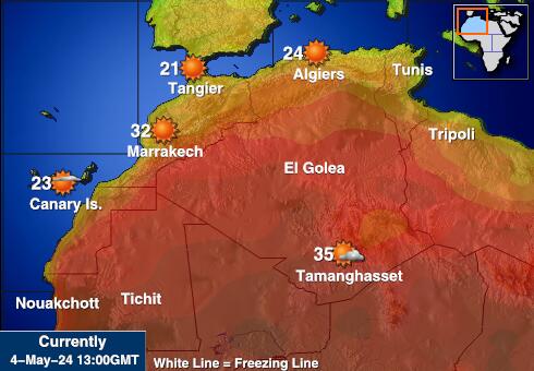 Alžírsko Mapa počasí teplota 