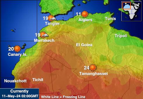 Algérie Carte des températures de Météo 