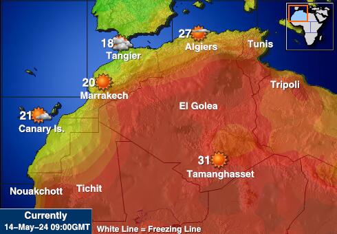Algerien Wetter Temperaturkarte 