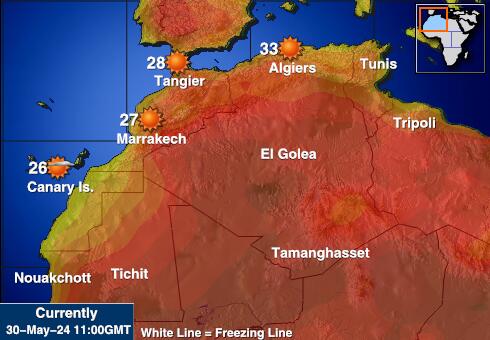 Αλγερία Θερμοκρασία Καιρός χάρτη 