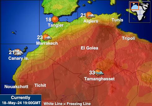 Algeria Mapa temperatura Tempo 
