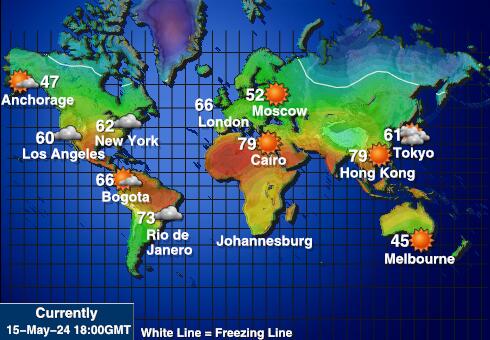 סמואה האמריקנית מפת טמפרטורת מזג האוויר 