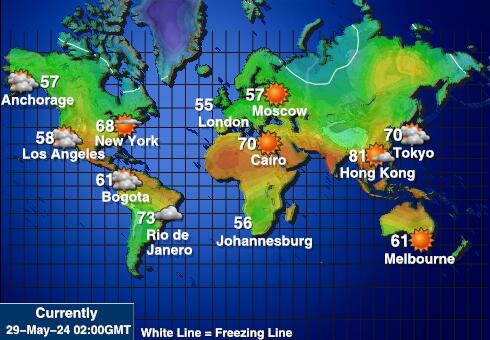 Samoa américaines Carte des températures de Météo 