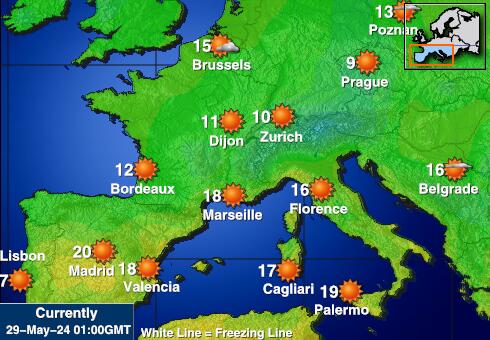 Andorra Ilm temperatuur kaart 