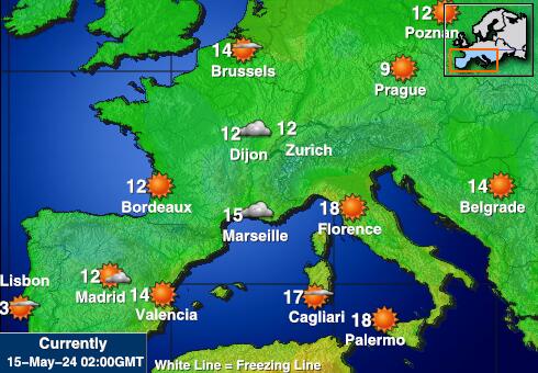 Andorra Bản đồ nhiệt độ thời tiết 