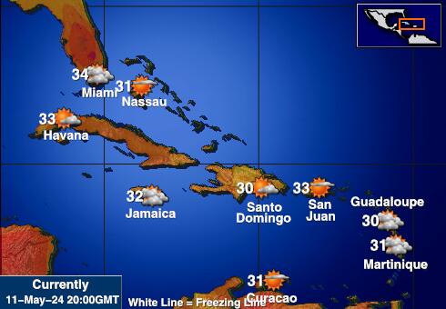 Antigua és Barbuda Időjárás hőmérséklet térképen 