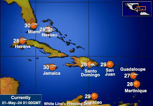 Antigua en Barbuda Weer temperatuur kaart 