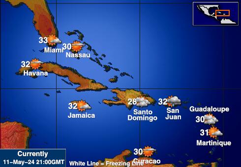 Antigua and Barbuda Mapa temperatura Tempo 