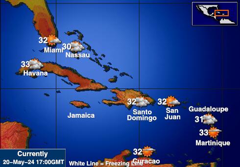 Antigua và Barbuda Bản đồ nhiệt độ thời tiết 